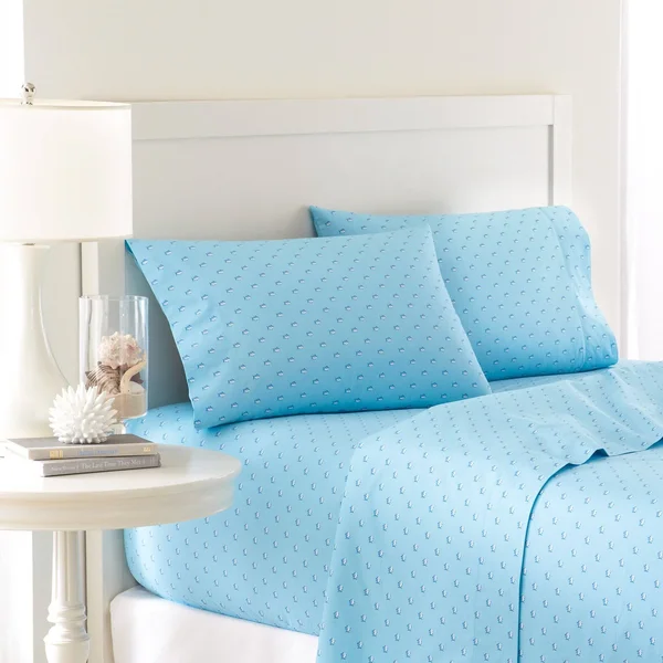 Southern Tide Printed Skipjack Cotton Sheet Set - Coral, Queen
