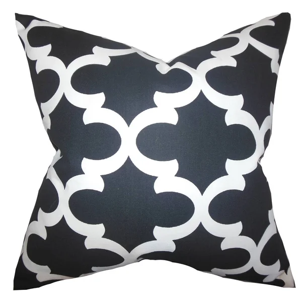 The Pillow Collection Titian Geometric Cotton Throw Pillow, Blue
