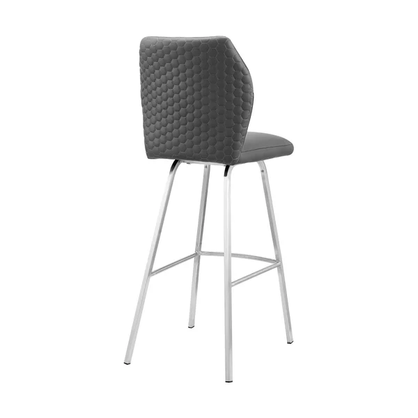 30x22 Tandy Counter Height Barstool with Gray Faux Leather Brushed Stainless Steel - Armen Living