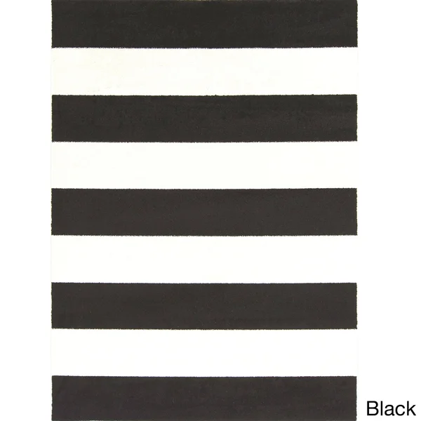 Havenside Home Goodland Woven Casual Striped Area Rug - 6&7 x 9&6 Black White