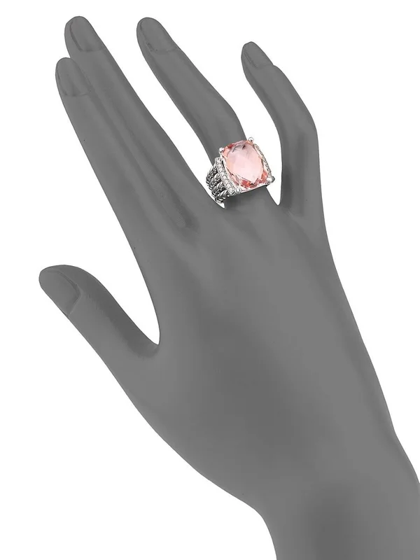 David Yurman Wheaton Ring with Black Onyx and Diamonds - Black/Silver