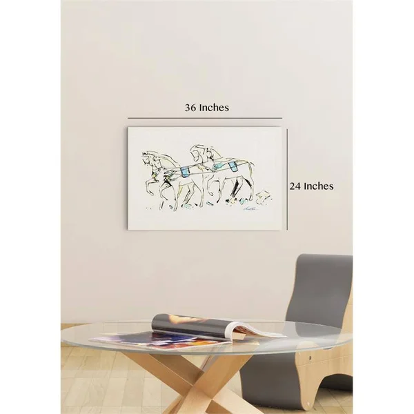18x22 x 24x22 Four Horses Matte Canvas by Amrita Sen in Multi-Color