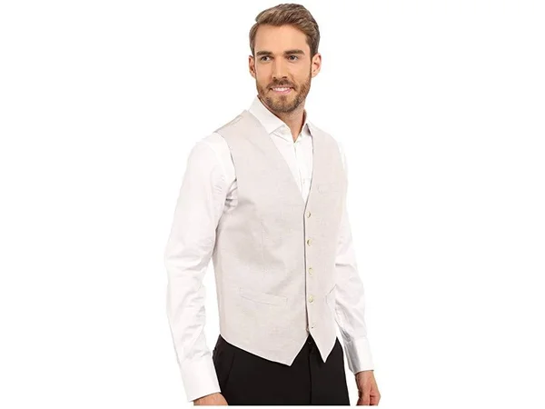 Perry Ellis Men's Twill Suit Vest - Beige - Size S