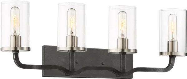 Bathroom Vanity 4 Light with Iron Black with Brushed Nickel Accents Finish Medium Base 32 inch 160 Watts