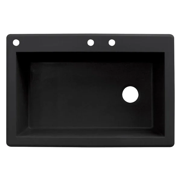 Transolid Radius Drop-in 33-in x 22-in Black Single Bowl 3-Hole Kitchen Sink, RTSS3322-09-CAD