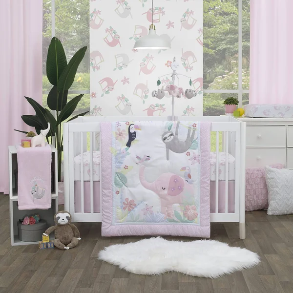 Little Love by NoJo Tropical Garden Crib Set - 3PC, 34" x 43"