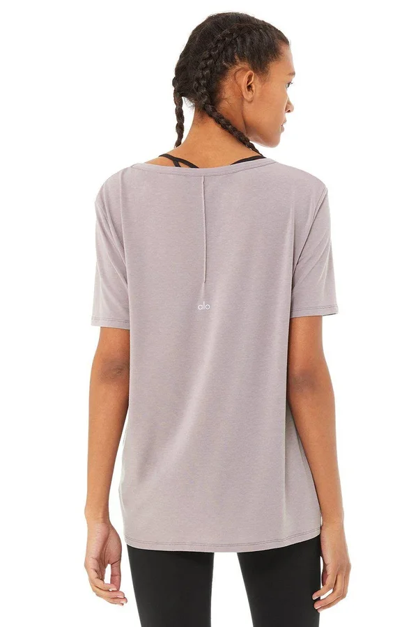Motion Short Sleeve Top in Lavender Smoke, Size: Small, Alo Yoga