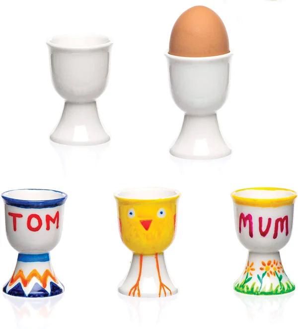 Baker Ross Egg Cups - Easter Crafts for Kids to Decorate, Personalise and Use (Box of 4), 70mm, White