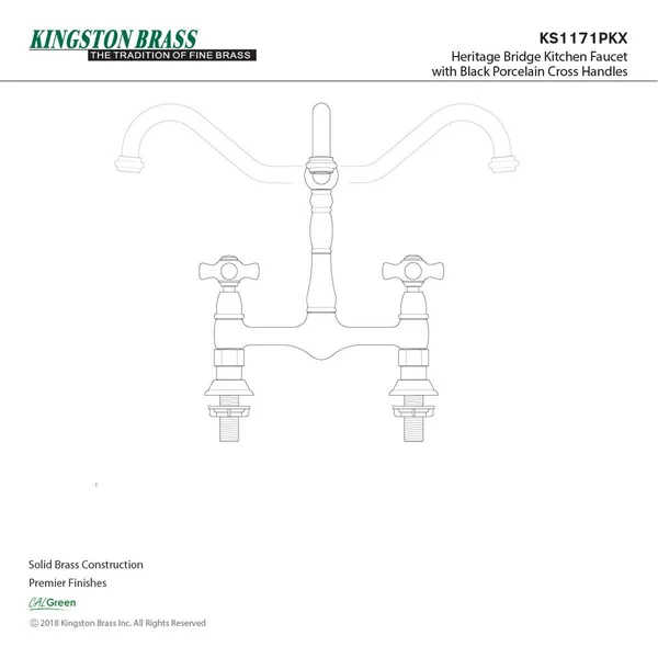 Kingston Brass KS1178PKX Duchess Bridge Kitchen Faucet, Brushed Nickel