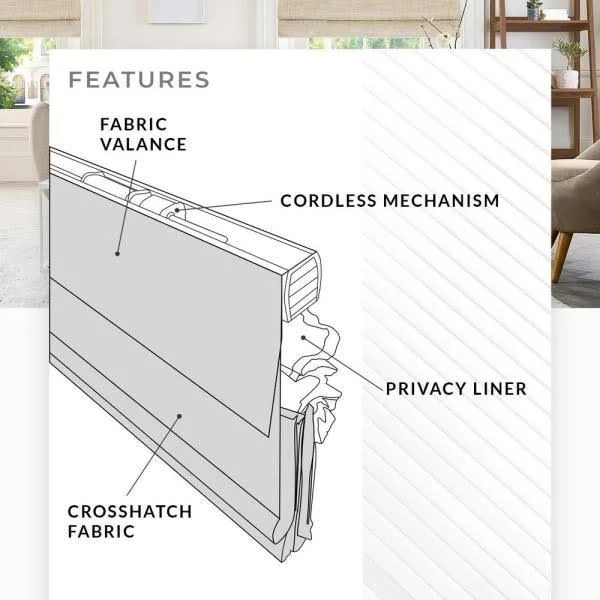 Chicology RMBF4764 Cordless Roman Shades & Soft Fabric Window Blind Belgian Flax - 47 x 64 in.