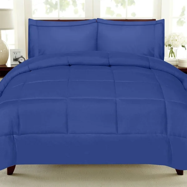 Sweet Home Collection Luxury Solid Bed-in-a-Bag with Sheet Set - Twin XL - Royal - 7 Piece
