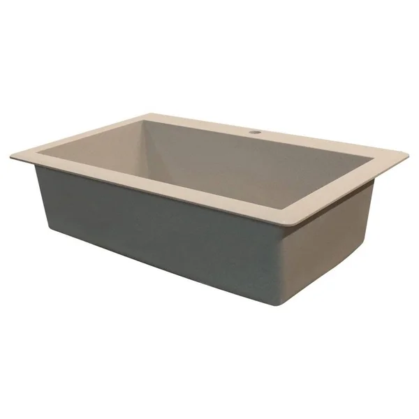 Transolid Radius Drop-in 33-in x 22-in Black Single Bowl 3-Hole Kitchen Sink, RTSS3322-09-CAD