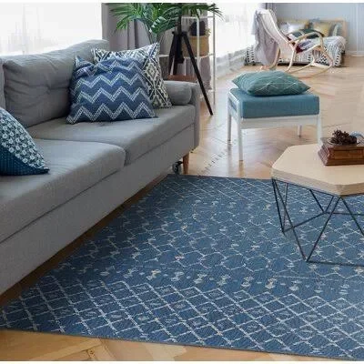 Arya Bohemian Trellis Denim Blue Indoor/Outdoor Area Rug Dakota Fields Rug Size: Rectangle 6&6x22 x 9&