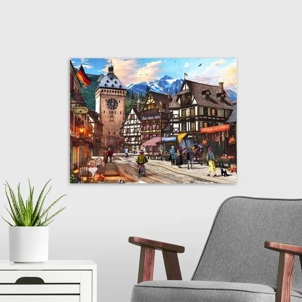 German Market Town, Canvas Wall Art, 24x18, Great Big Canvas