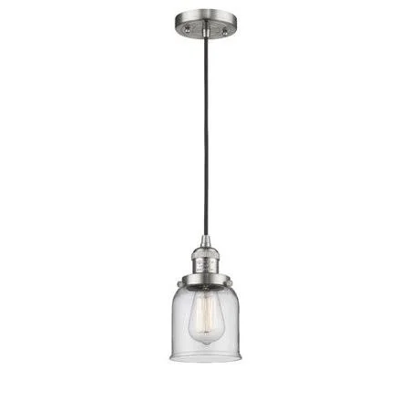 Saenz 1-Light Single Bell Pendant Breakwater Bay Base Finish: Brushed Satin Nickel, Shade Color: Clear, Bulb Type: LED