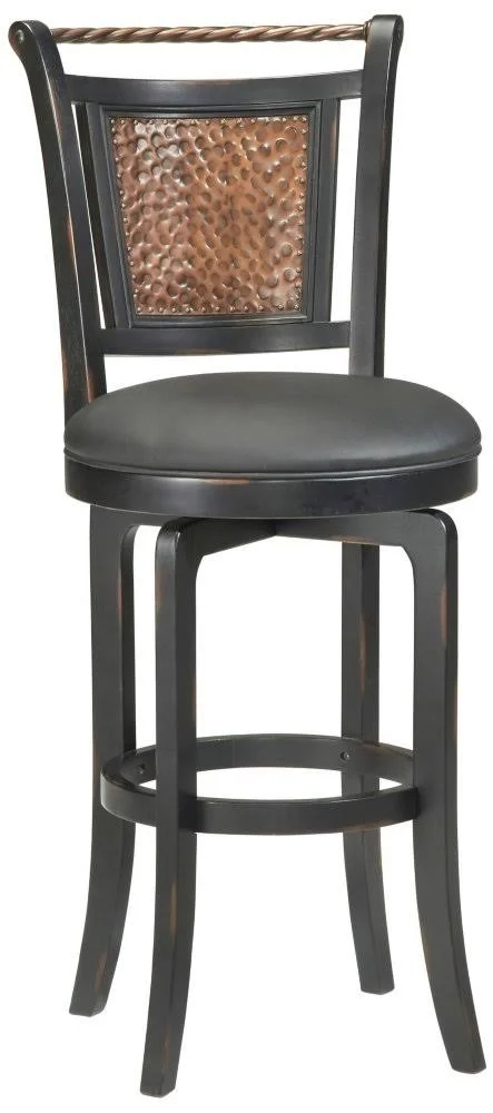 Hillsdale Norwood 30.5x22 Swivel Bar Stool in Black and Copper, 25 x 19