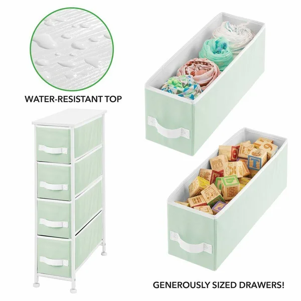 mDesign Narrow Dresser Storage Organizer Tower, 4 Drawers