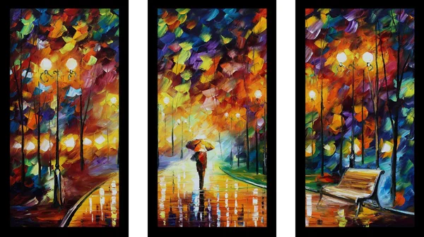 Reincarnation by Leonid Afremov 3 Piece Framed Painting Print Set Picture Perfect International Size: 25.5x22 H x 40.5x22 W x 1x