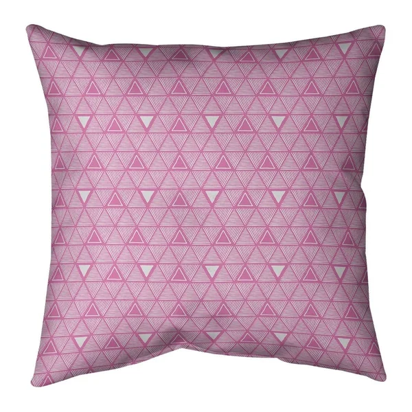 Warm Tones Classic Hand Drawn Triangles Throw Pillow - 14 x 14 - Yellow - Linen