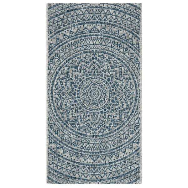 Safavieh Courtyard Collection CY8734-37112 Indoor/ Outdoor Runner, 2& 3x22 x 10&, Light Grey/Aqua