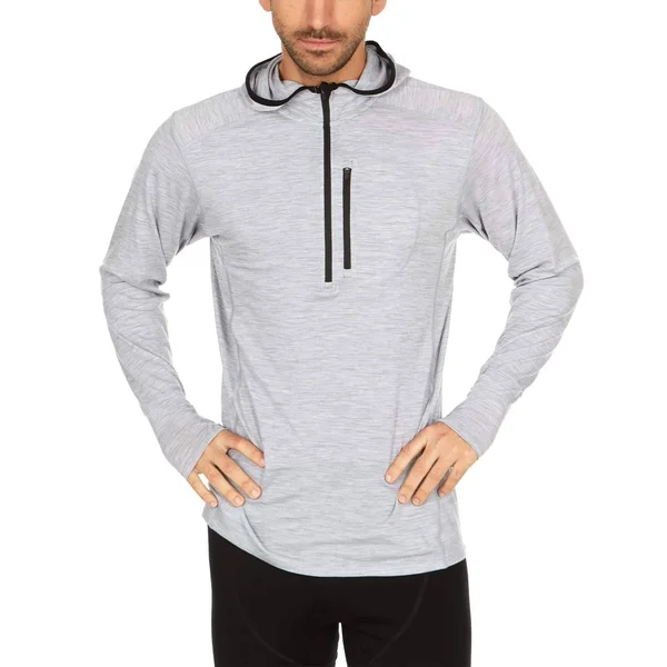Minus33 Merino Wool Clothing Woolverino Men's Micro 1/4 Zip Hoodie Ash Gray - M
