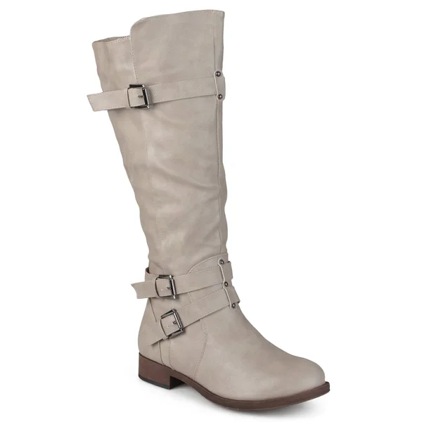 Journee Collection Women's Wide Calf Bite Boot - Taupe