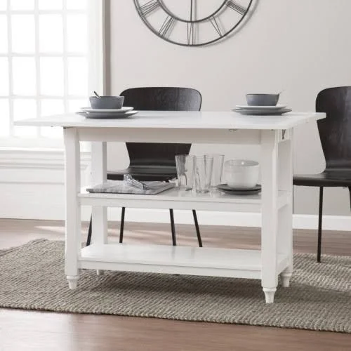Southern Enterprises Alloy Convertible Console to Dining Table, White