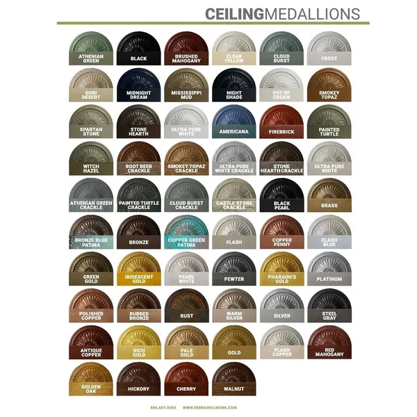 16 7/8x22W x 11 3/4x22H x 1 1/2x22P Oxford Ceiling Medallion, Hand-Painted Iridescent Gold