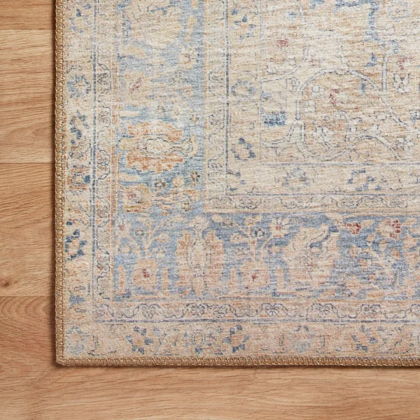 Alexander Home Victoria Shabby Chic Printed Vintage Area Rug - 7&-6x22 x 9&-6x22 - Blue - Tangerine