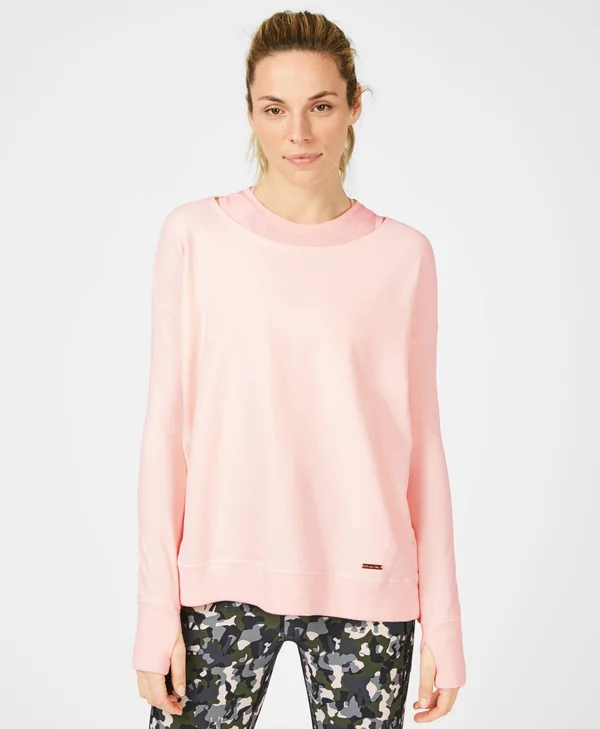 Sweaty Betty Simhasana Luxe Fleece Sweatshirt, Pink, Women's M