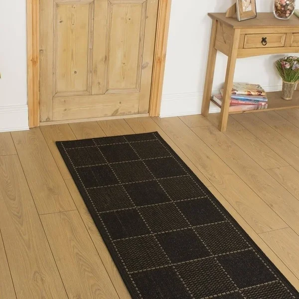 runrug USA Check Black Hallway Carpet Rug Runner Length: 29 foot, WIDT