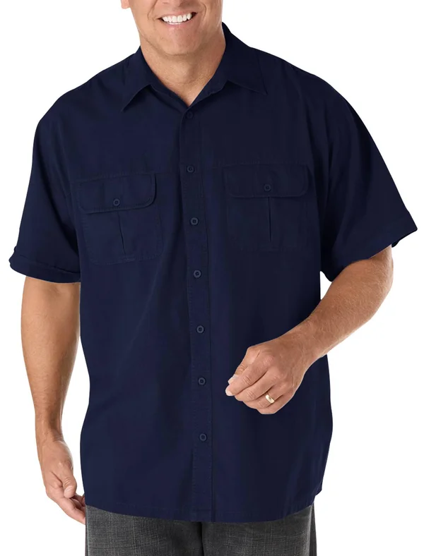 Men's Big & Tall Harbor Bay Short-Sleeve Co-Pilot Sport Shirt - Size: 3XL, Blue