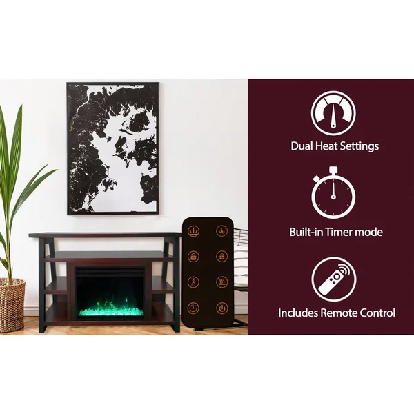 Cambridge 32-in. Sawyer Industrial Electric Fireplace Mantel with Deep Crystal Display and Color Changing Flames - Mahogany, CAM5