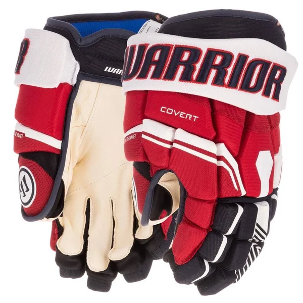 Warrior Covert Pro Hockey Gloves - Senior - Navy/Red/White - 13.0x22