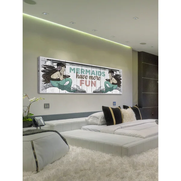 Marmont Hill - Mermaid Fun Painting Print on Wrapped Canvas - Gray