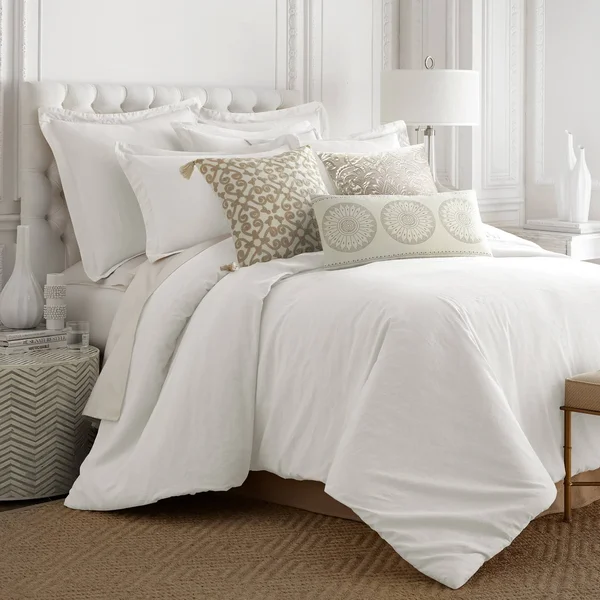 Levtex Home Washed Linen King Duvet Cover in Cream