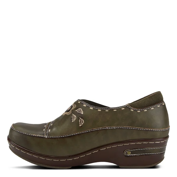 L&Artiste by Spring Step Women's Burbank Clog - Olive Green Leather