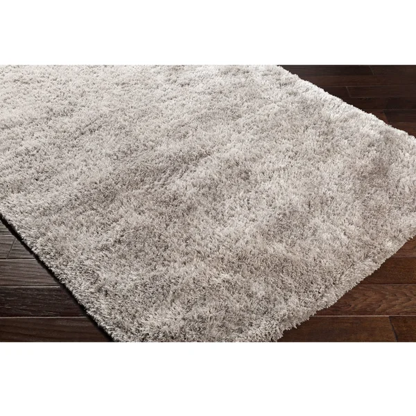 2' x 3' Solid Gray Shag Hand Woven Rectangular Area Throw Rug