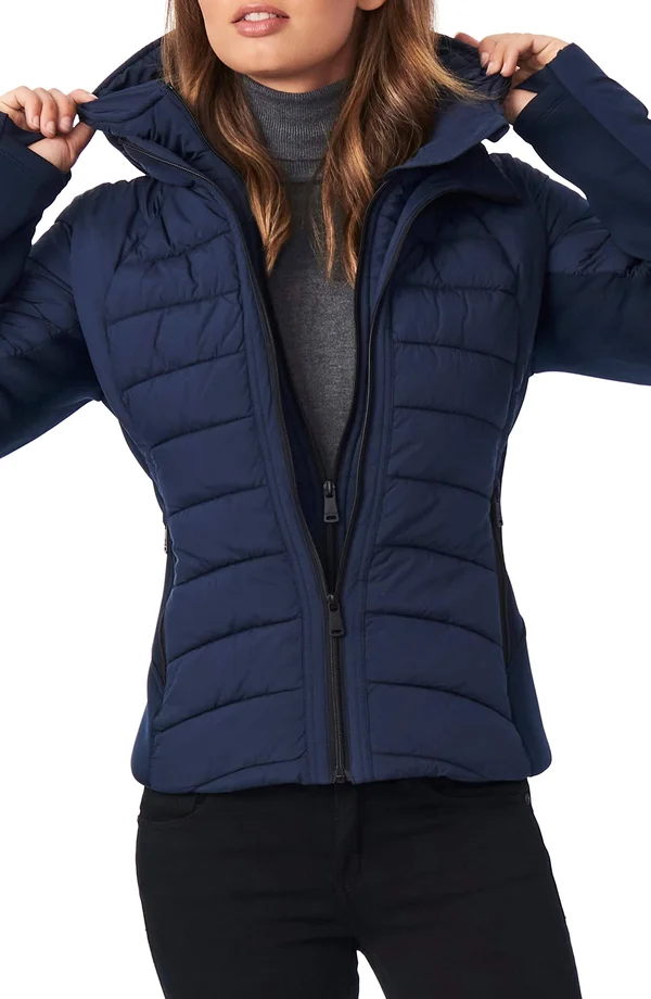 Women's Bernardo Hooded Quilted Water Repellent Jacket 5608821 - X-Large - Charcoal