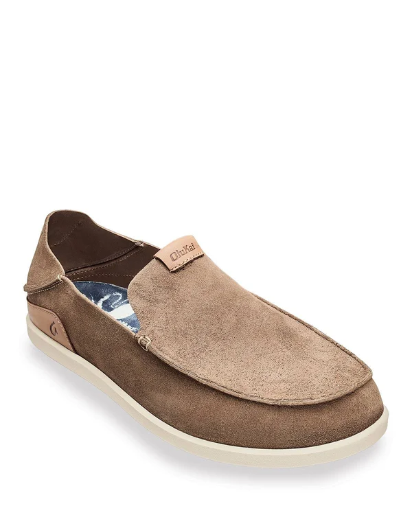 Olukai Nalukai Kala Men's Leather Slip on Shoes Sand - Bone - 12