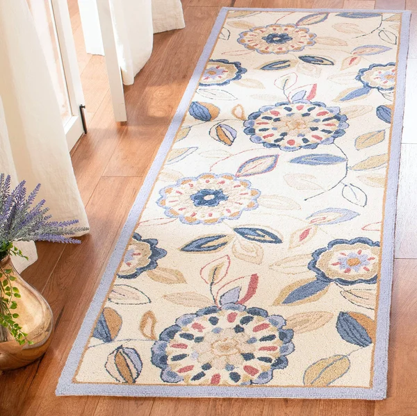 Safavieh Chelsea HK179A 2&6x22 x 8&0x22 Runner Ivory, Blue Area Rug