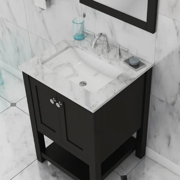 Alya Bath Wilmington 24x22 Bathroom Vanity with Marble Top, Espresso