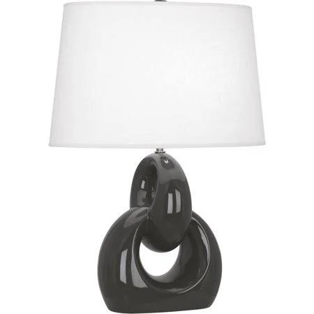 Ash with Polished Nickel Tone Finish Table Lamps 11 inch Wide Oyster Linen Shade Ceramic Material E26 A Bulb 1 Light Fixture - Si