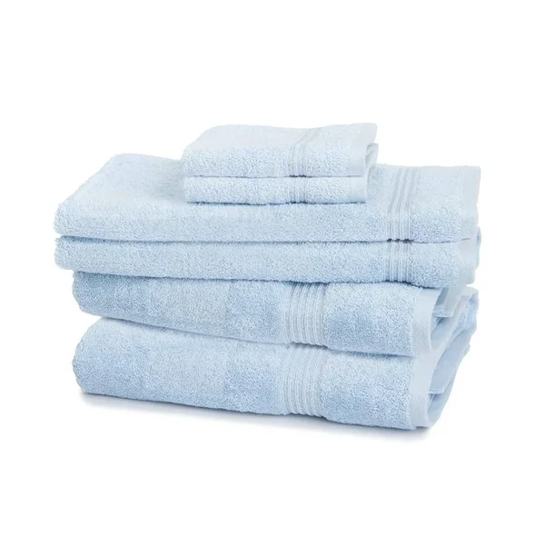 eLuxury 600 GSM 6 Piece Cotton Towel Set, Light Blue