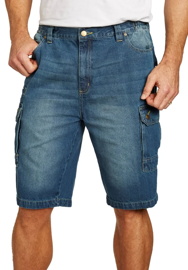 Men's Big & Tall Liberty Blues Denim Cargo Shorts by Liberty Blues in Blue Wash (Size 52)