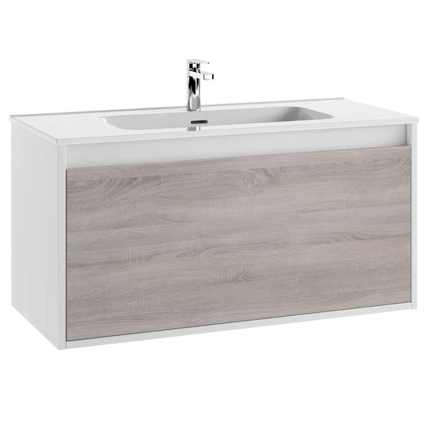 32x22 Bathroom Vanity Cabinet + Ceramic Sink - Tribeca, W 32 x H 20 x D 18 in RHD Weathered