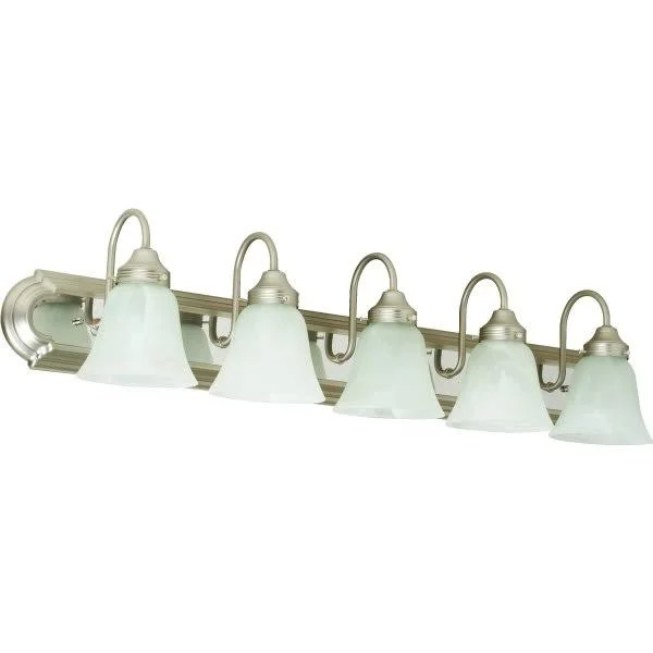 Seasons HDS111206 Bath Vanity Fixture - (5) 50 W 20000 HR LED Bulbs, Satin Nickel, 36W x 8D x 8x22H