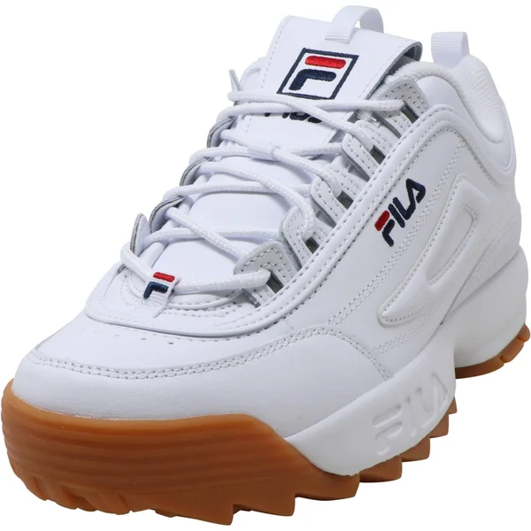 Fila Men's Disruptor II Premium Shoes White - Navy, Gum 12