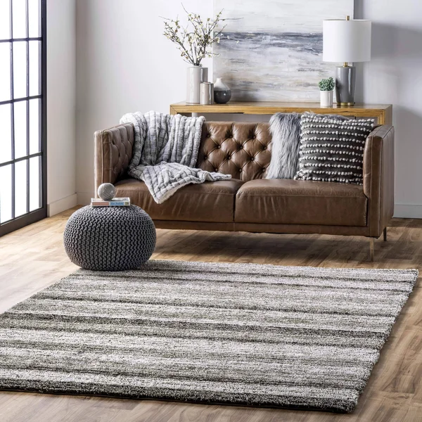 nuLOOM Drey Ombre Shag Area Rug, Size: 4& Square, Gray
