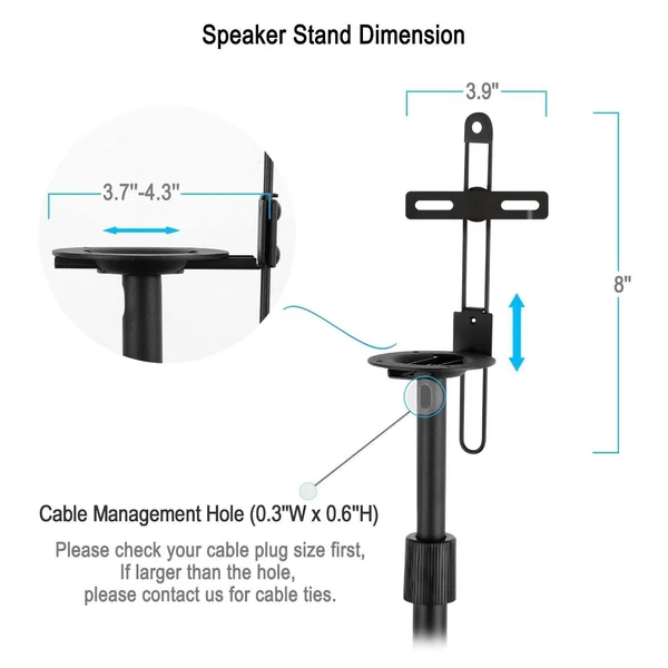 Mounting Dream MD5401 Height Adjustable Speaker Stands Mounts - Two in One Floor